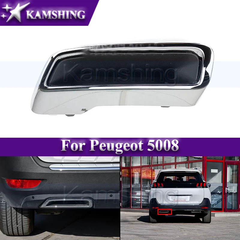

Kamshing Rear Exhaust Pipe Trim Cover For Peugeot 5008 Rear Bumper Trim Frame Rear Tail Throat Cover