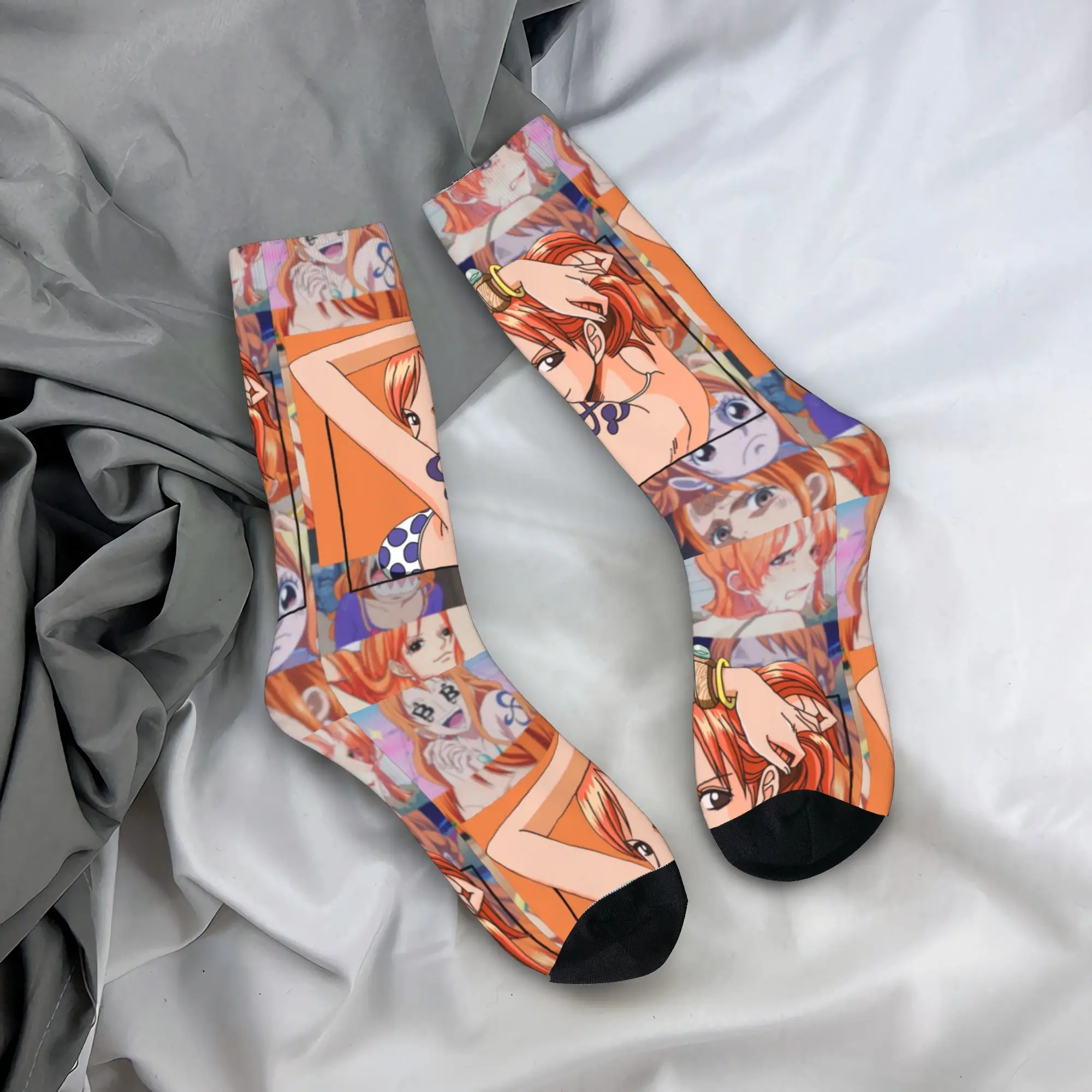 

Custom Cool Printed Nami Socks for Men Women Stretchy Summer Autumn Winter One P-Pieces Crew Socks