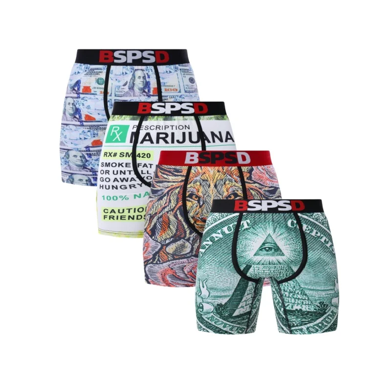 

4Pcs Sexy Men's Boxer Briefs Print Boxershorts Sport Breathable Male Underwear Soft Comfortable Underpants Man Boxers Trunks