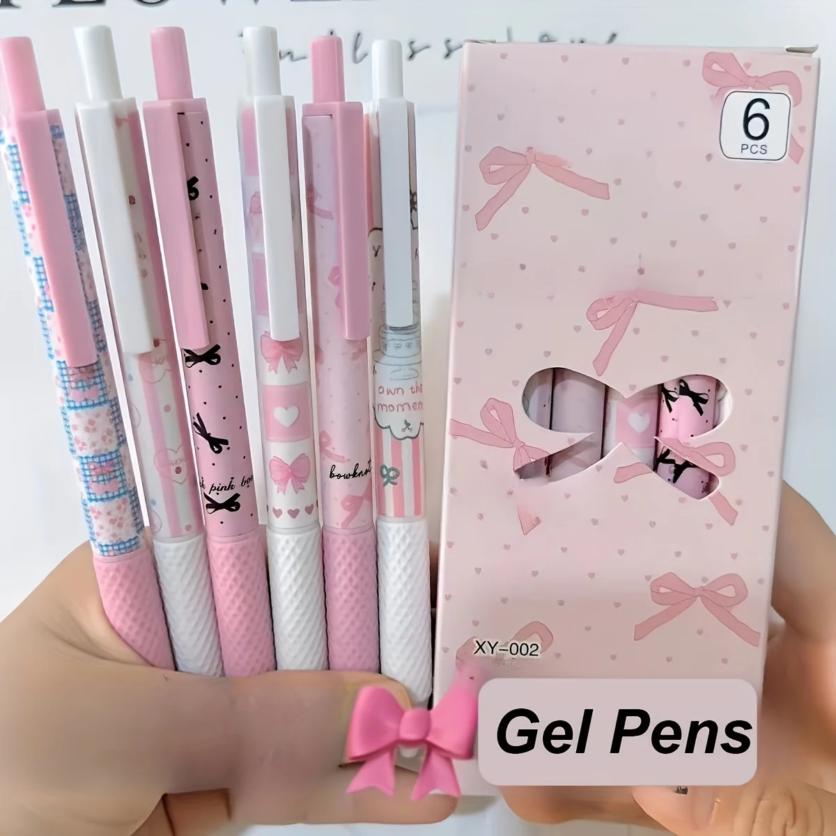 6-Piece Pink Bow 0.5mm Retractable Gel Pens 2