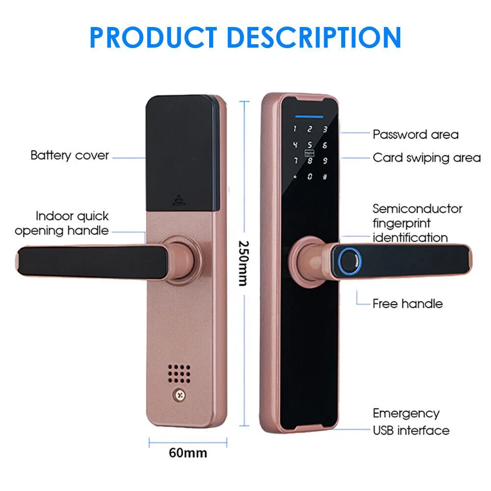 CDOK K7 Pro Tuya smart lock fingerprint lock password lock door lock black red bronze image 5