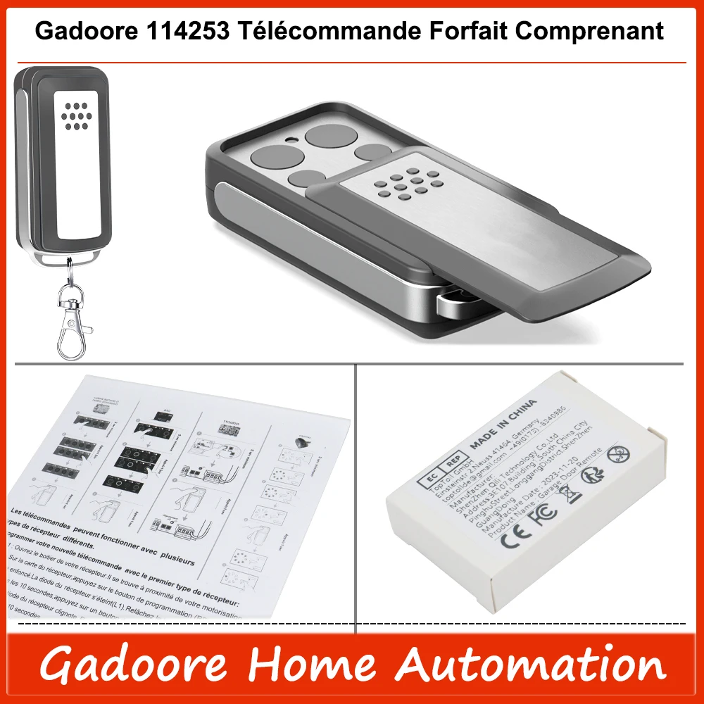 Gadoore Avidsen 114253 Garage Door Remote Compatible with 433Mhz Avidsen 114253 104257 104251 Extel Thomson Garage Control