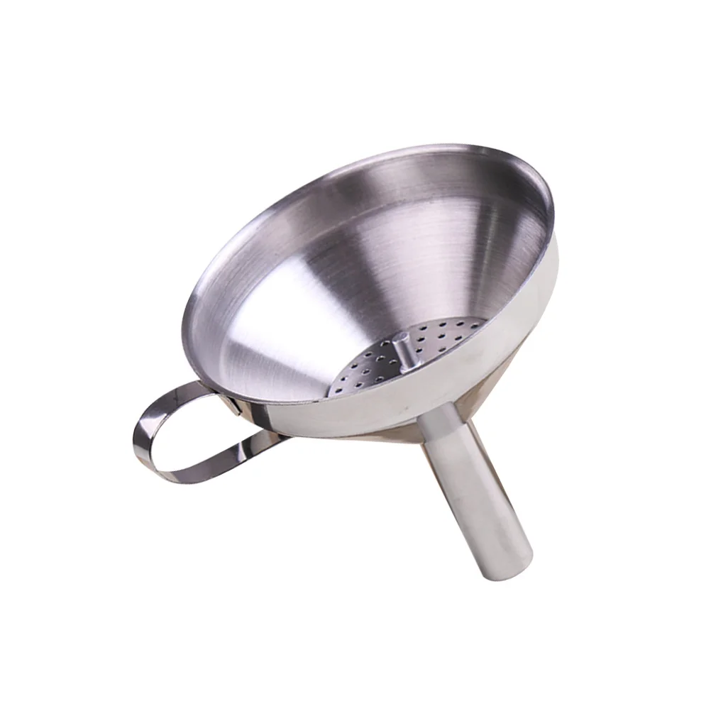

Stainless Steel Funnel Detachable Filter with Handle Narrow Stem for Filling Bottles Liquid Dry Ingredients Powder Spill Free