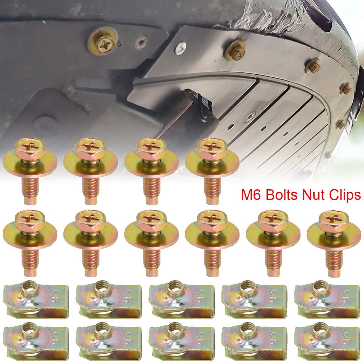 

New 10pcs Car M6 Body Bolts Engine Cover Undertray Splash Shield Guard Bumper Fender Liner Retainer Fastener Rivet Screw Clips