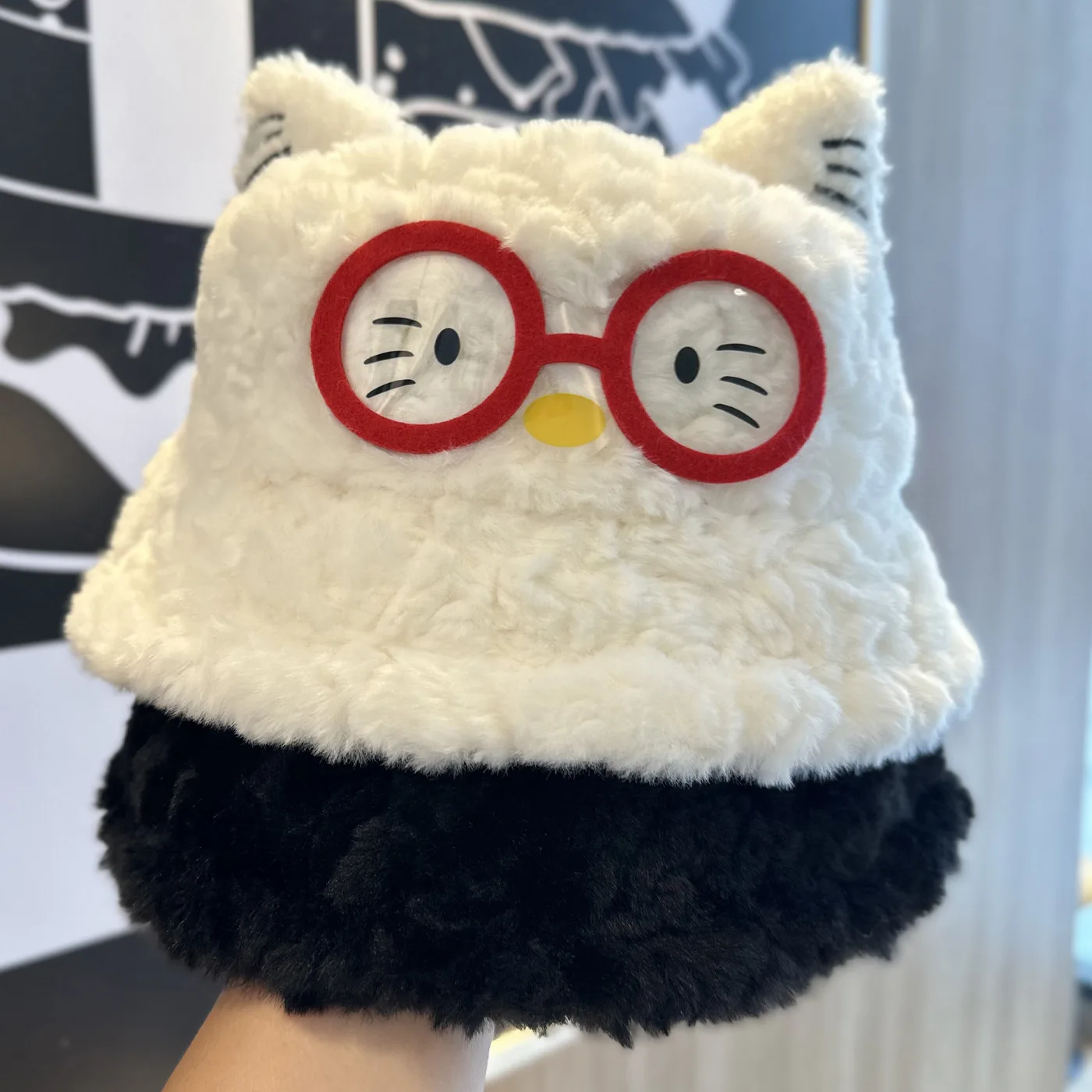 

Милые очки, мультяшная плюшевая шляпа рыбака, осенне-зимняя теплая ветрозащитная кепка-ведро, маленькая панама для бассейна