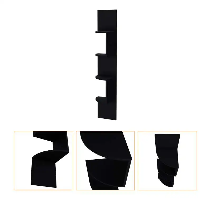 رف عائم أسود على الحائط بالكامل