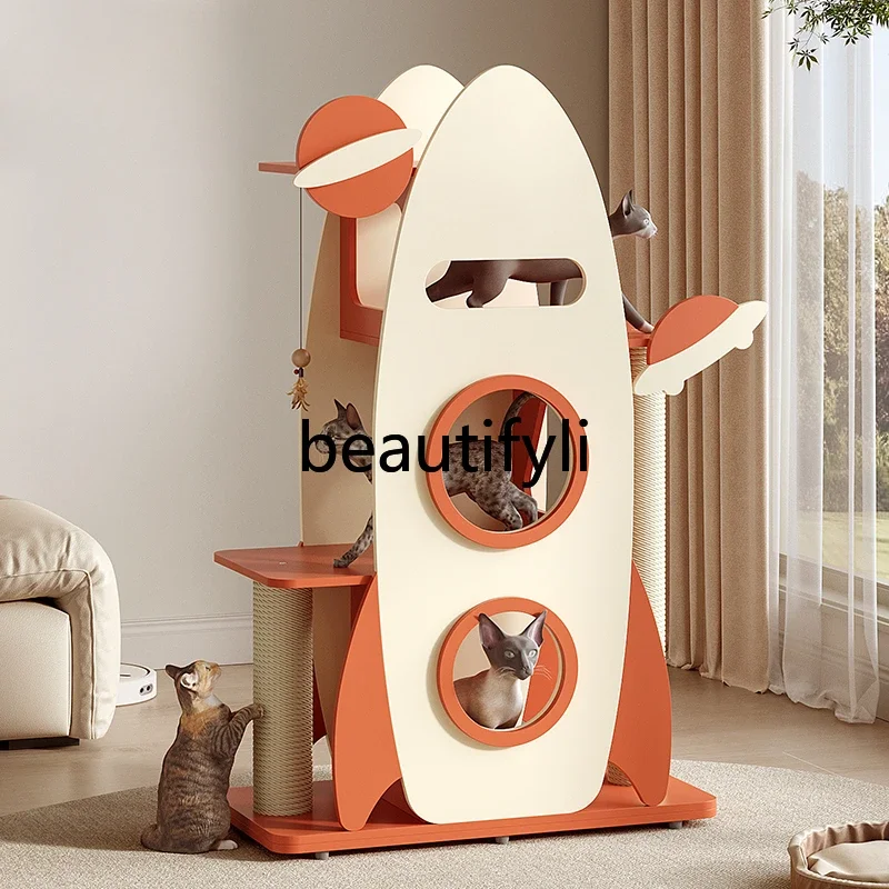 

Cat climbing frame, nest and tree integration space capsule, solid wood cat scratching board special climbing column toy