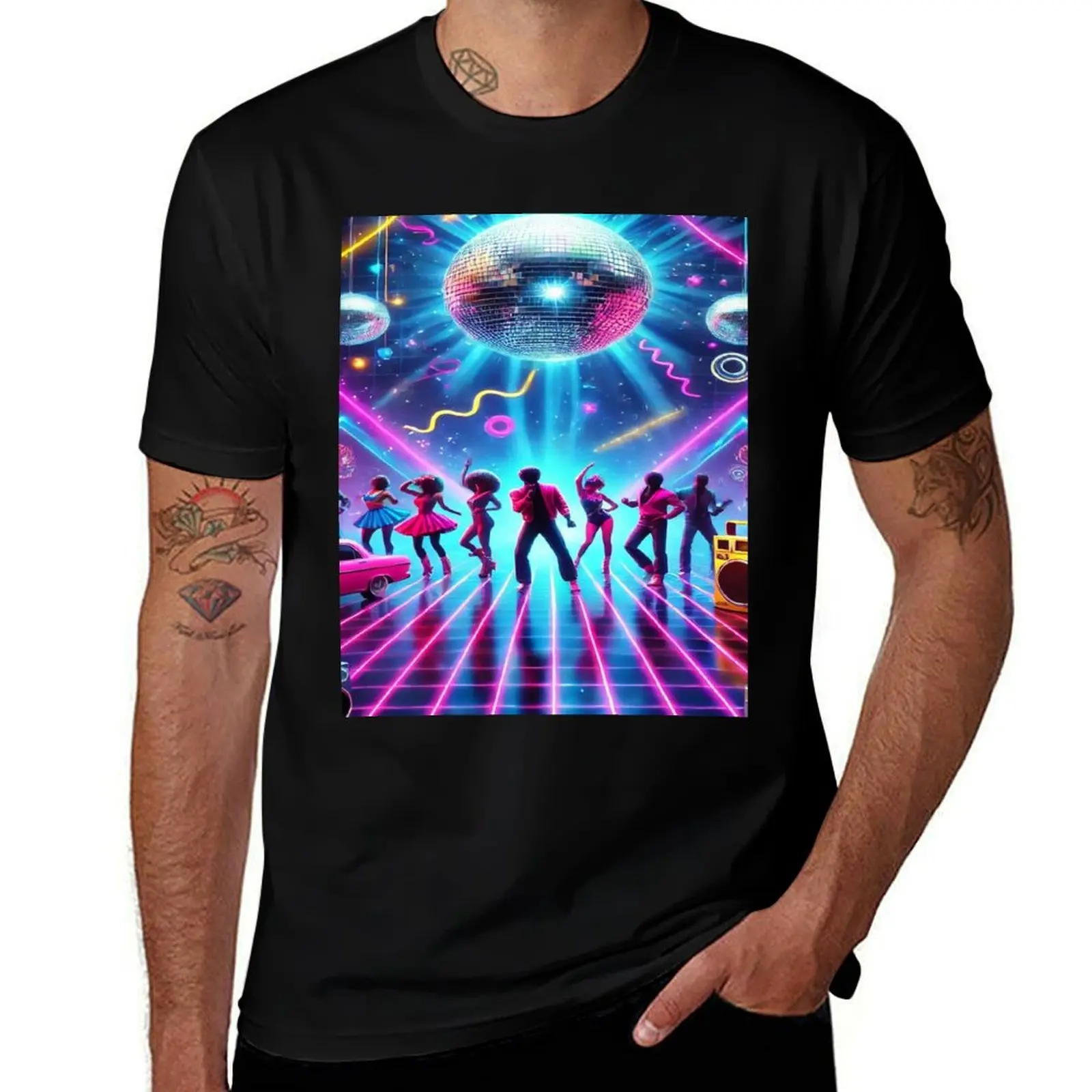 

80s Neon Party Scene T-Shirt man t shirt T-shirts man blanks anime shirts men