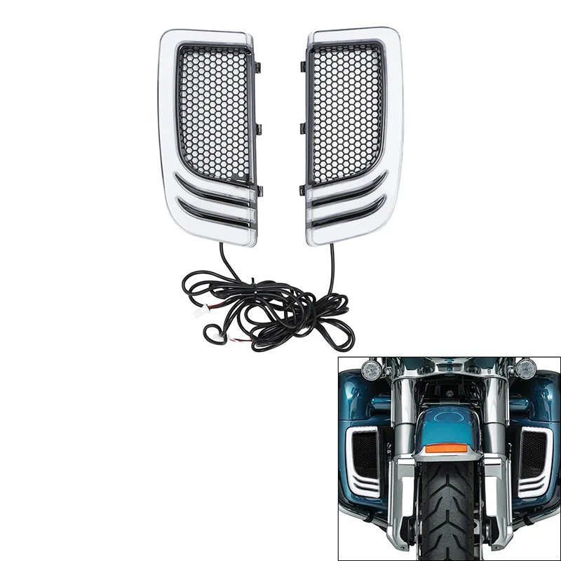 

Motorcycle Fairing Lower Grills LED Turn Signal Light For Harley Touring Road King Electra Glide Road Glide 2014-2024