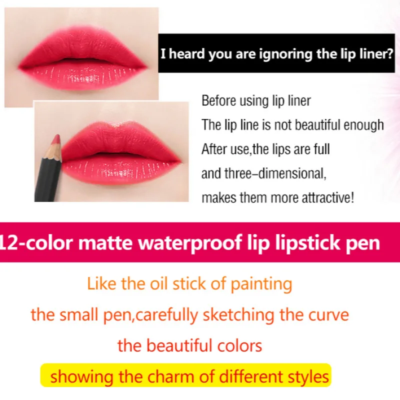 12 pz/set Lip Liner Lipstick Set Velvet Nude Matte Lipliner Waterproof Long Lasting antiaderente Cup rossetto Lip Liner Cosmetic