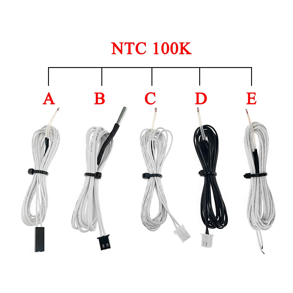 5pcs 3D Printer 100K ohm NTC 3950 Thermistors Sensors with 1M Cable No/Dupont 3D Printers Parts For Reprap Mend Part Temperature