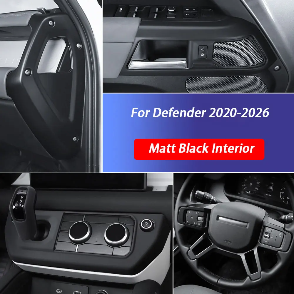 

Matte Black Central Control Gear Shift Panel Door Handle Frame For Land Rover Defender 110 90 2020-2026 Car Interior Accessories