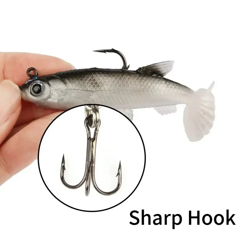 Lead Soft Fishing Lure 8cm 13g T Tail Wobblers Swimbait Silicone Artificial 3D Eyes Bait Carp Fishing Lead Jig Fishing Tackle