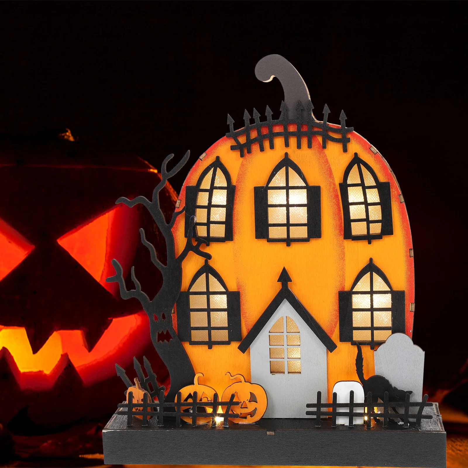 

Pumpkin Decoration Home Halloween Adornment Wooden Tabletop Simulation Supply