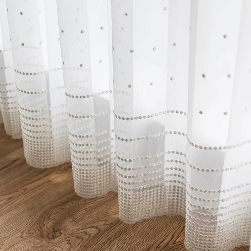 Modern Minimalist Polka Dot Curtains For Bedrooms, High-Quality White Curtains For Luxurious Living Rooms, Curtains For Windows
