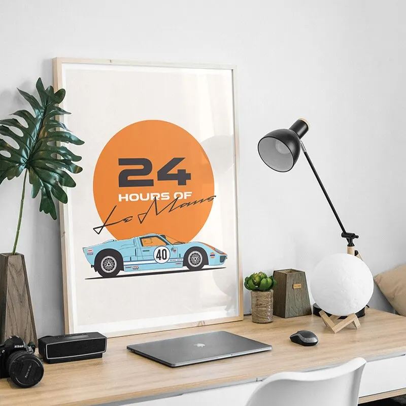 Le Mans  Hour Race Car Canvas Art Print  Home Decor Wall Poster for Racing Enthusiasts