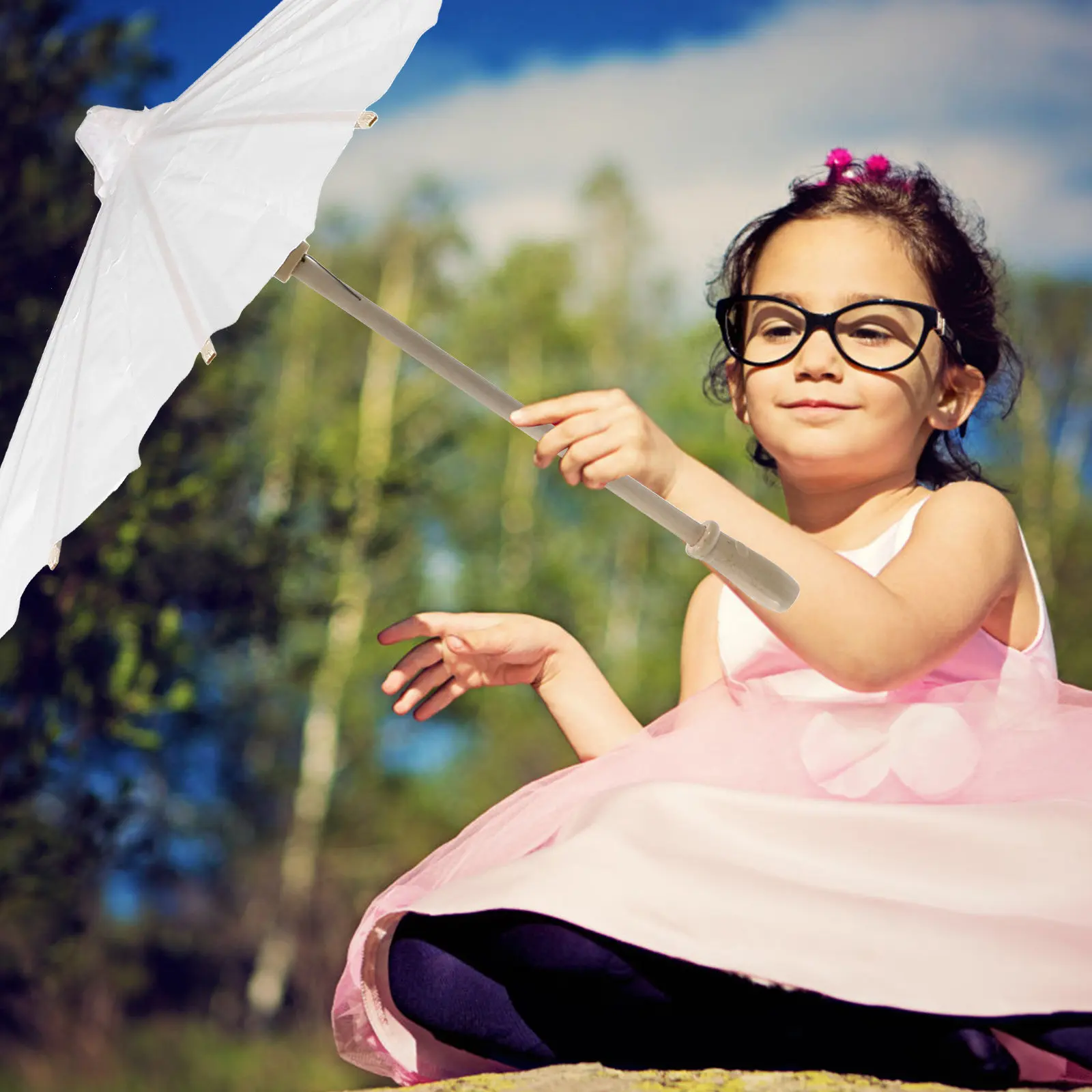 

Набор из 4 заготовок бумажных зонтов для детского творчества, рисования, декоративных выступлений, реквизита для танцев, фотосъемки, фестивалей и праздников