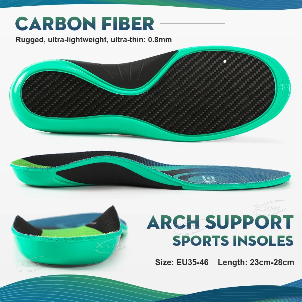 【Xxin】Carbon Fiber Insole Orthopedic Arch Support Shoe Insoles Pad Running Sport Shoe Insert Cushion Size37-46