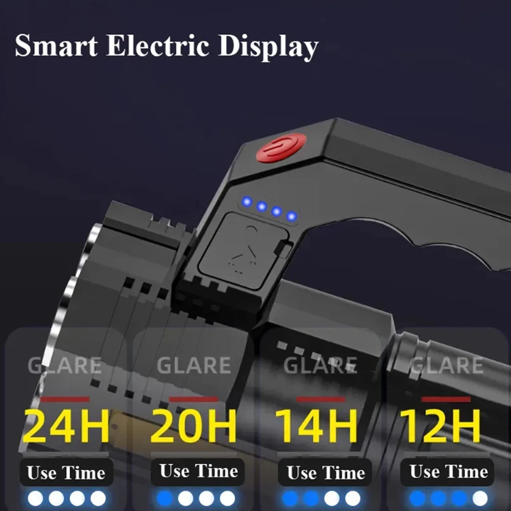 Przenośny silne światło LED latarka USB wielokrotnego ładowania wodoodporny 4-rdzeniowy ręczny latarka Led do biwakowania na zewnątrz