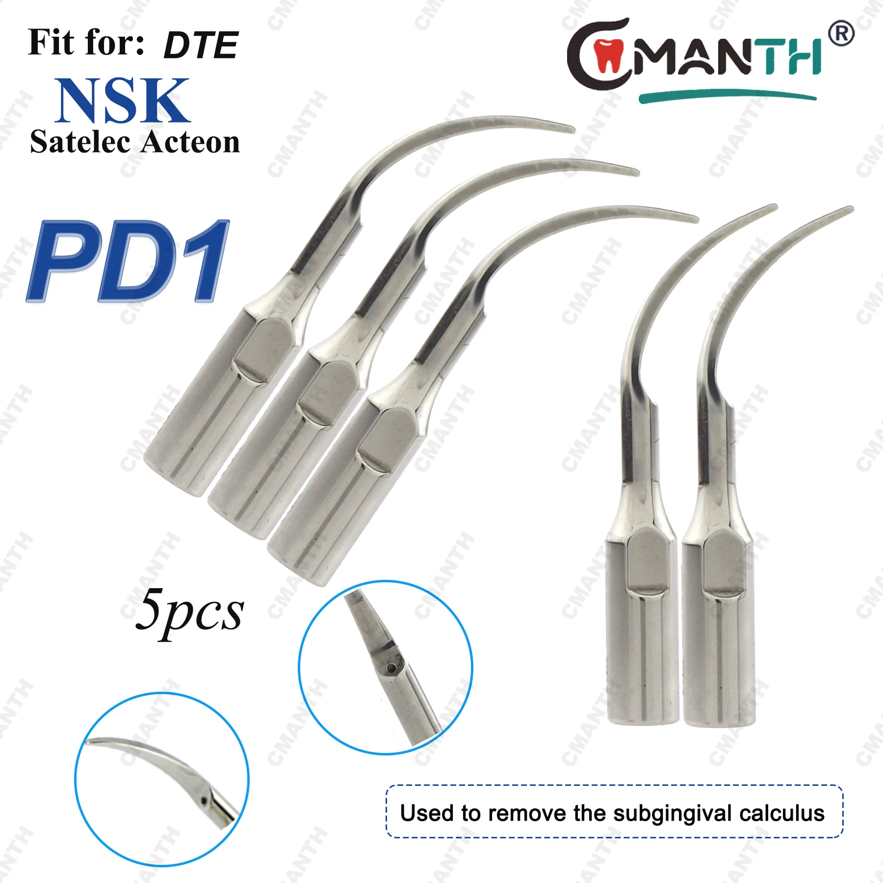 

Ультразвуковые насадки для стоматологического скейлера, насадки для удаления зубного камня PD1, 5 шт., подходят для NSK Satelec Acteon DTE, инструменты для удаления зубного камня