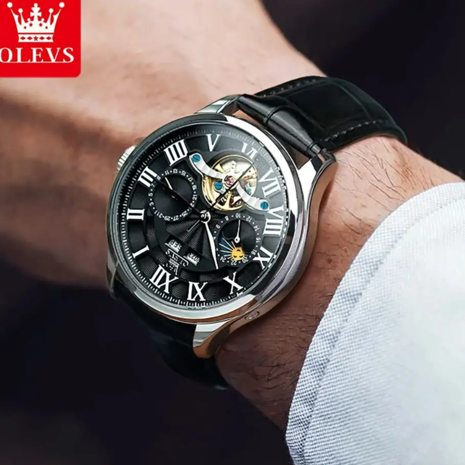 OLEVS 7013 Watch Man Luxury Original Automatic Mechanical Business Watch﻿ Waterproof Luminous Week Date Watches For Man