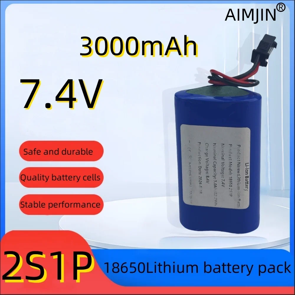 2s1p-74v-3000mah-18650rechargeable-lithium-battery-for-amplifier-power-toy-accessories-led-lights-security-equipment