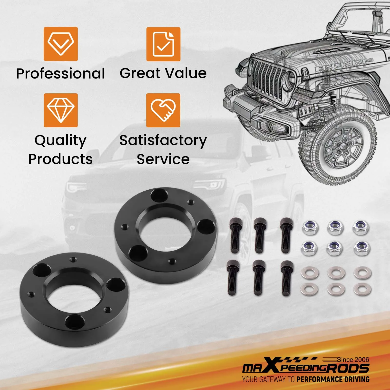 

Комплект для лифта передней подвески на 2 дюйма для Ford Raptor 2017-2018