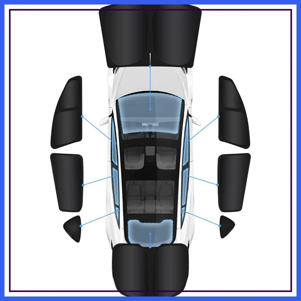 

8-Piece Window Shades for Tesla Model 3/Highland 2018-2026, UV Block & Heat Reduction, Camping Accessories