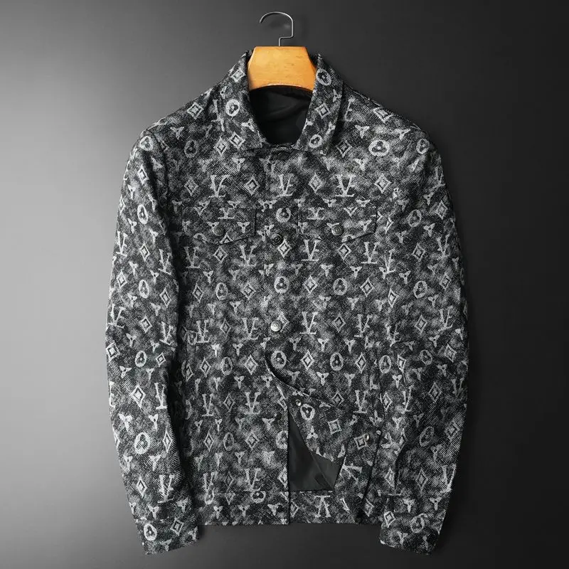 Spring and Autumn Handsome Jacket Trendy Men Mature Lapel Printed Middle-aged and Young Slim Casual Men's Jacket