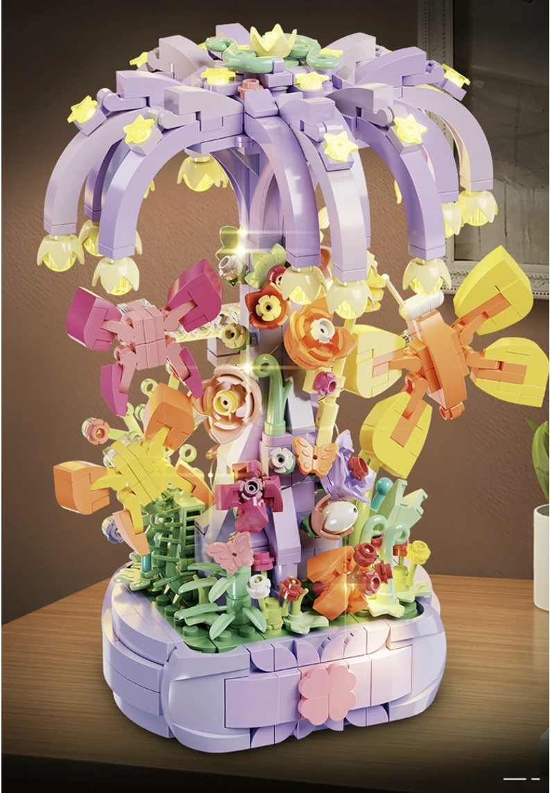 Moc flor borboleta desejando árvore blocos de construção conjunto rosas artificiais ideia botânica brinquedos para crianças aniversário presentes natal