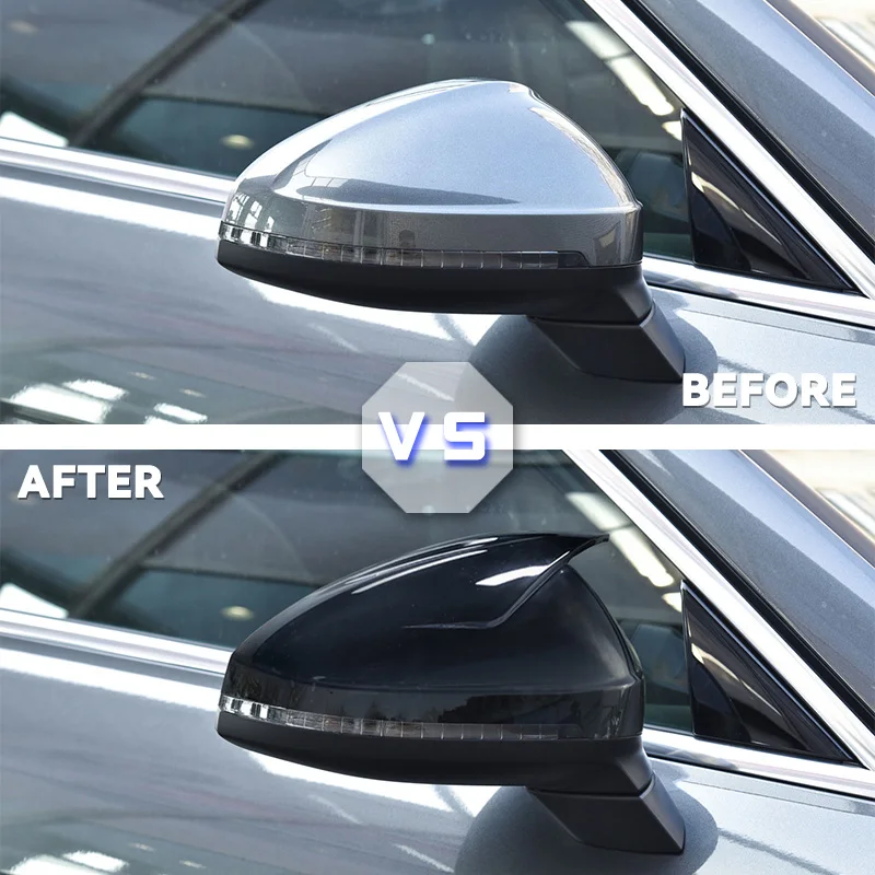 For Audi A4 A5 B9 Side Mirror Caps (Black Look) 2017 - 2022 S4 S5 RS5 allroad Quattro Replace Covers ABT style