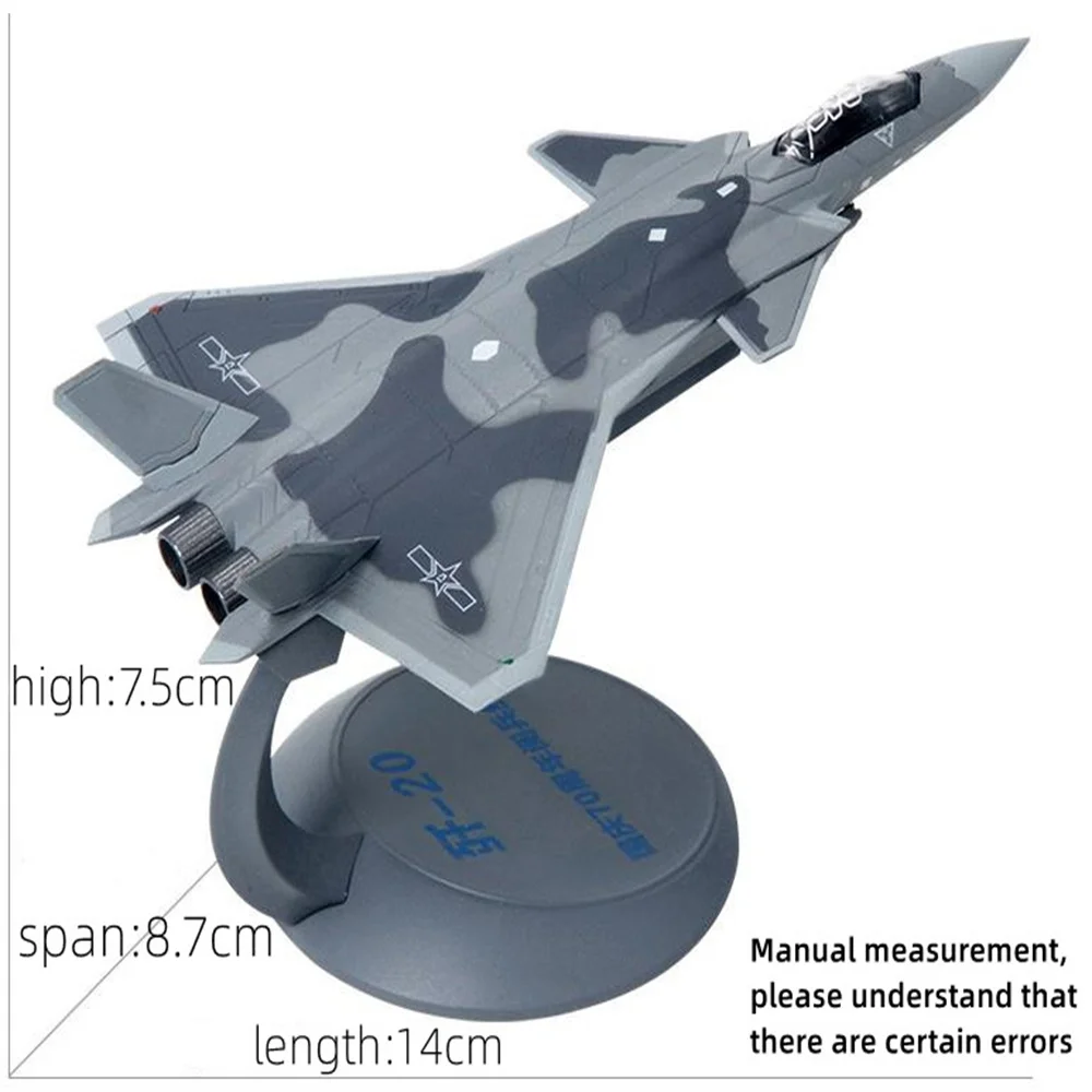 سبيكة معدنية 1/144 مقياس J-20 نموذج طائرة مقاتلة عالية محاكاة المشهد العسكري مقاتلة الانتهاء الحلي نموذج طائرة لعبة #6