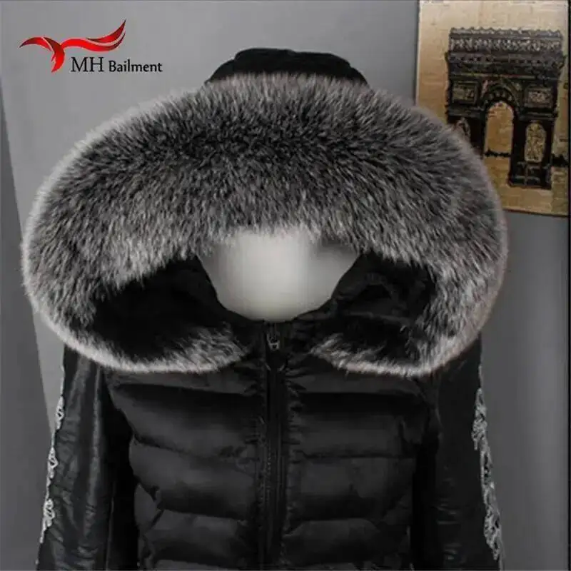 ฤดูหนาว 100% ของแท้ขนสุนัขจิ้งจอกธรรมชาติผู้หญิงผ้าพันคอแฟชั่นเสื้อกันหนาวผ้าพันคอหรูหรา Raccoon ขนสัตว์คอหมวก L # 60