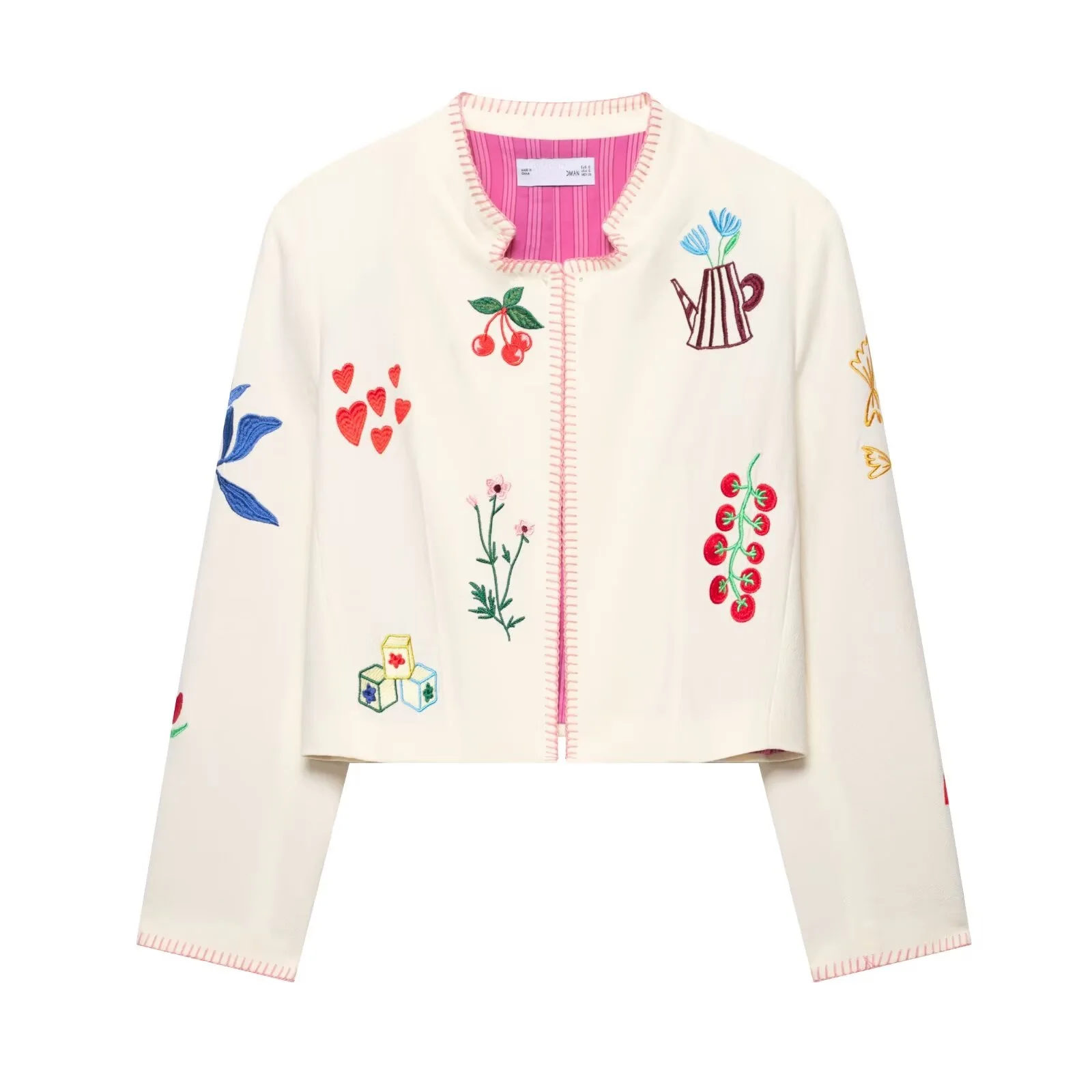 

Vintage Embroidery Bomber Jacket Women Fall Winter Fashion Crop Jackets Blazer Coat Lady Casual Outerwear Outfits 2025