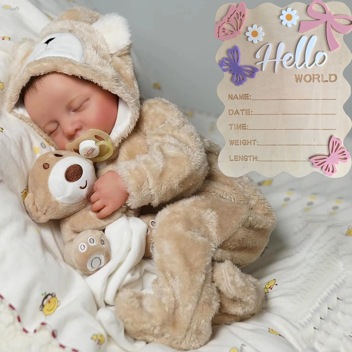

18-Inch Realistic Plush Bodysuit Reborn Doll, High-Quality Soft Vinyl 3D Painted Skin And Hair, Closed Eyes, NP-Cus60