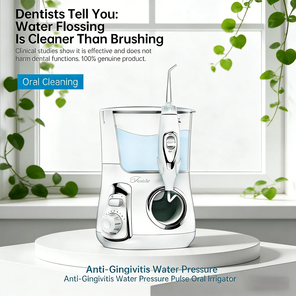 

Настольный ирригатор для полости рта, 10 режимов очистки, 5 насадок, 800 мл, электрический водный флоссер для семейного использования