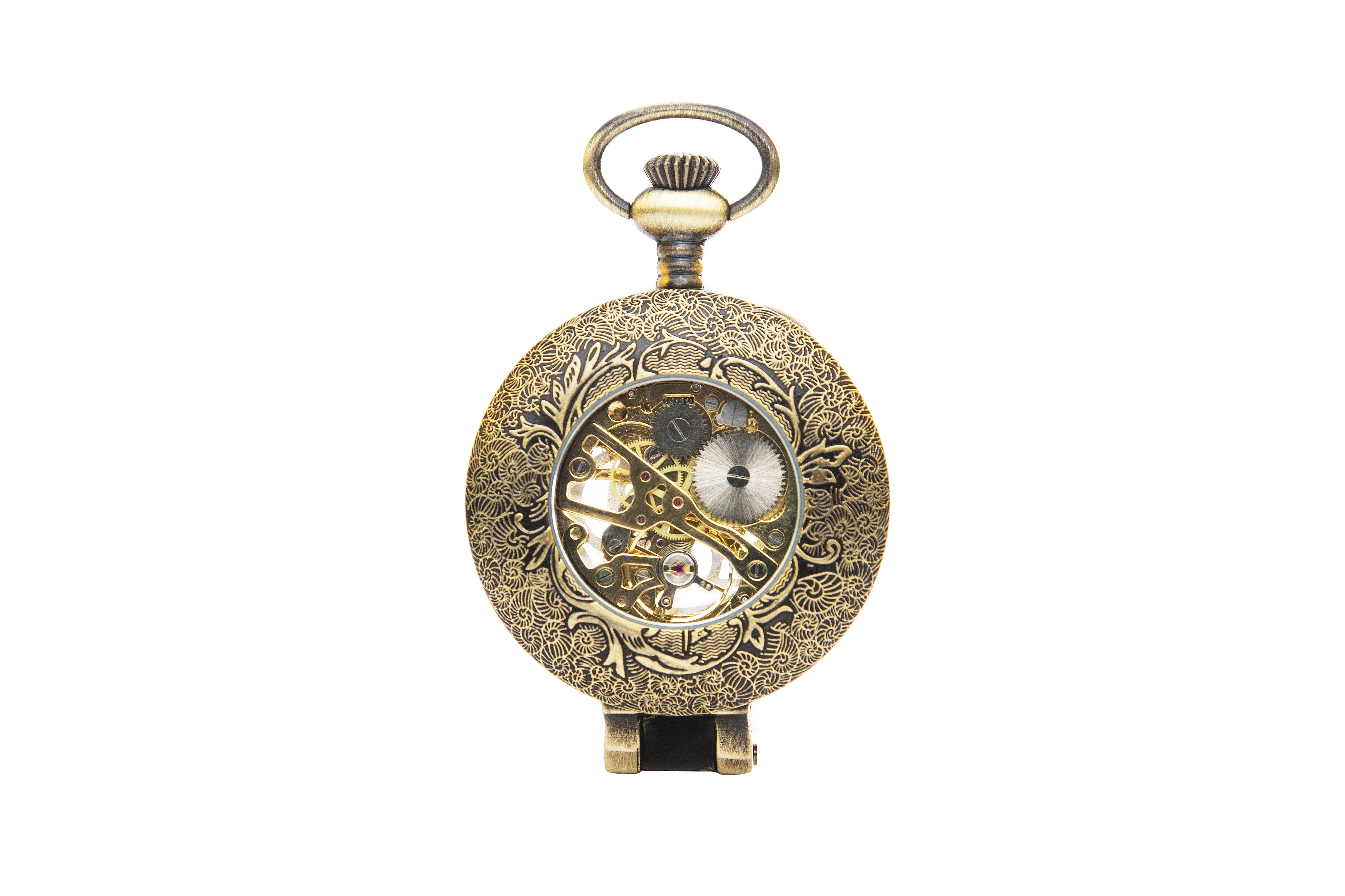 ساعة جيب ميكانيكية برونزية مع زجاج، تعمل كعدسة مكبرة مع سلسلة جريئة تجعل هذه ساعة الجيب لكل منها