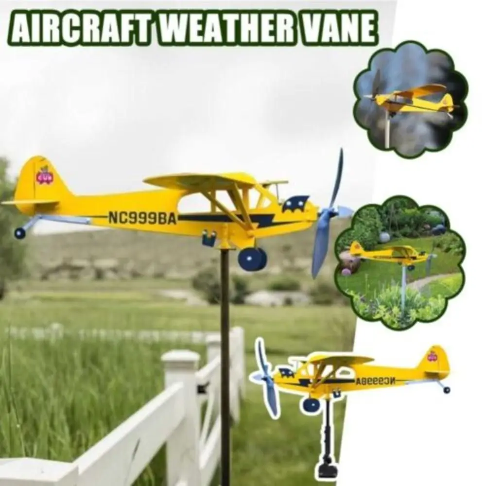 Outdoor 3D Pipe Garden Decoration Wind Direction Compass Airplane Weathervane Weather Vane