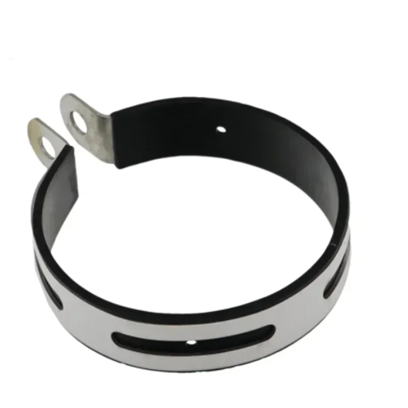 Motorcycle Rubber Holder Clamp Fixed Ring Exhaust Pipe MufflerSupport Bracket 100mm 110-115mm Stainless Steel Material