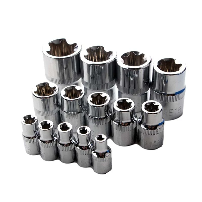 Juego de casquillos Torx hembra E Star de 14 Uds E4-E24 E-Torx tuerca de inserción de casquillo hexagonal externo-A22G