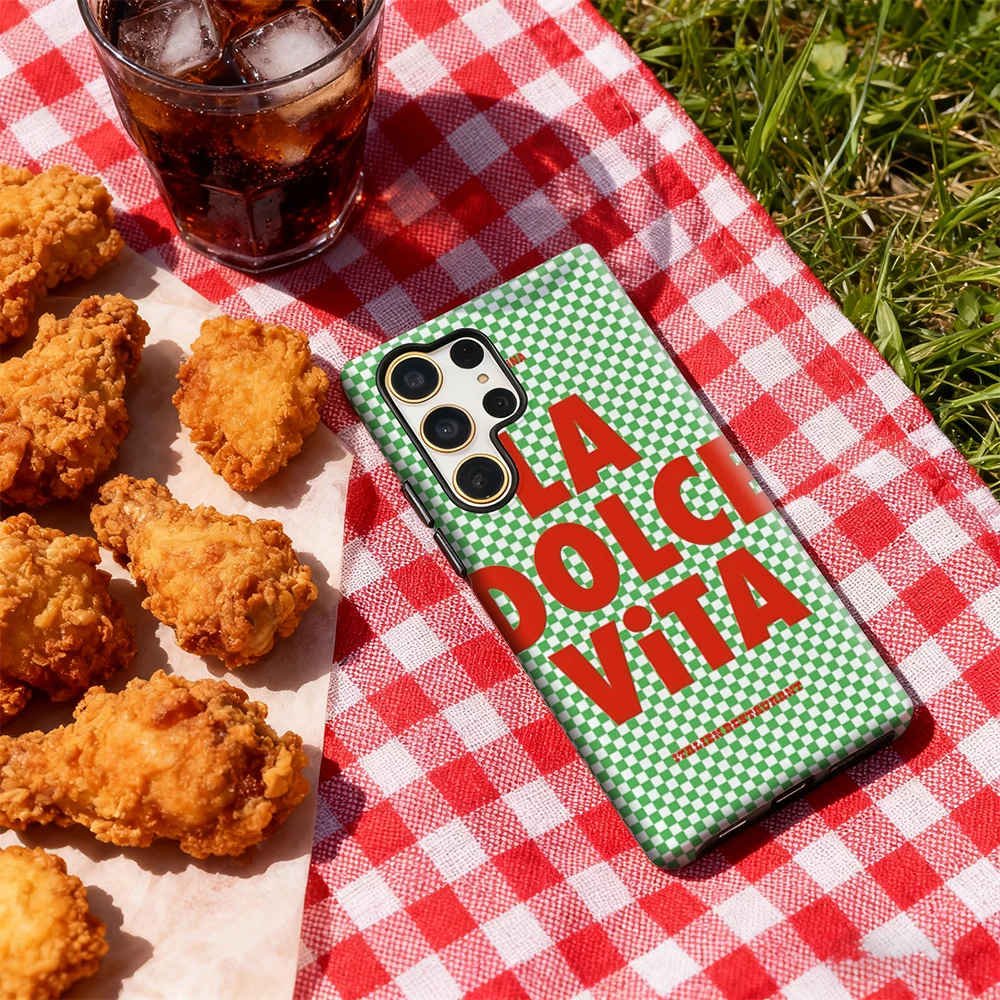 حافظة لهاتف سامسونج جالاكسي S25 Ultra S24 S23 Ultra Plus غطاء خلفي لامع بطبقة مزدوجة من La Dolce Vita