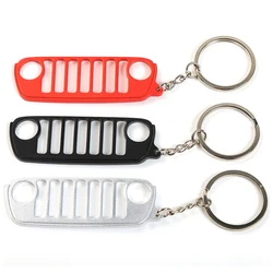 New 1Pcs Aluminum Alloy Front Face Grille Key Ring For Jeep Wrangler JL Keychain Silver/Red/Black Car Decoration