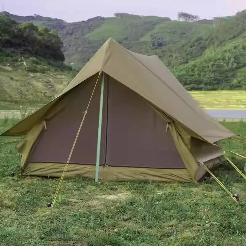 Outdoor retro A-shaped tent double camping rainproof Oxford cloth camping tent portable self-driving picnic tent