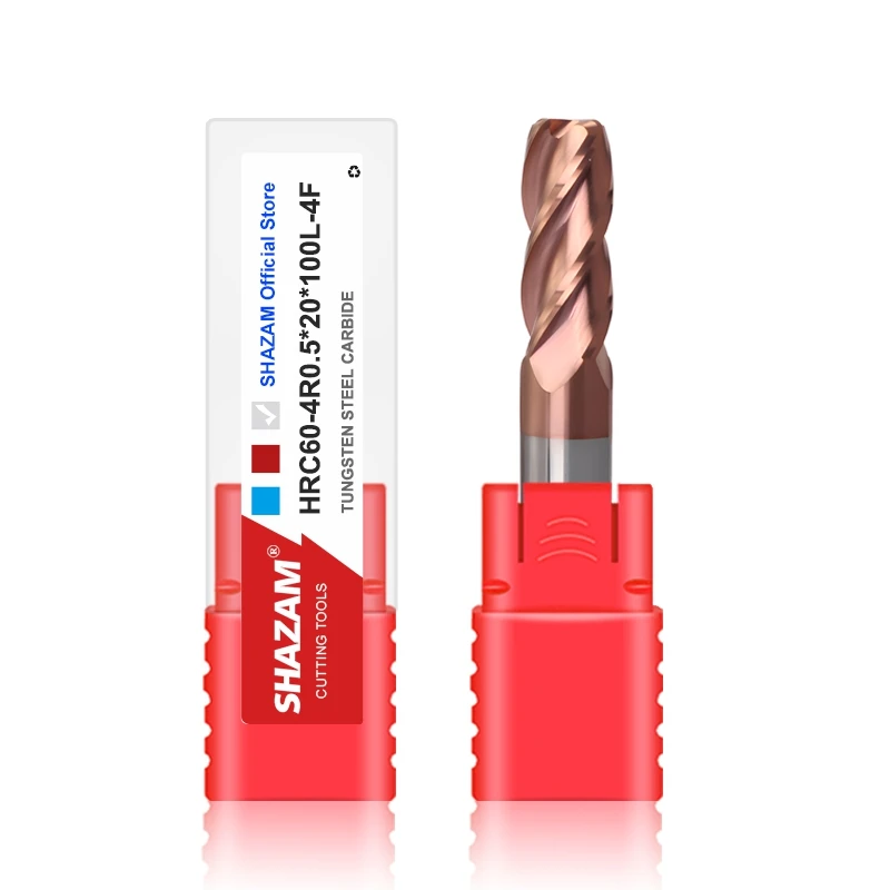Imagem -06 - Shazam-tungstênio Aço Carboneto Redondo Nariz Fresa Centro Endmills Ferramentas Carboneto Nano Revestimento Hrc60 4-flute End Mill Usinagem Cnc