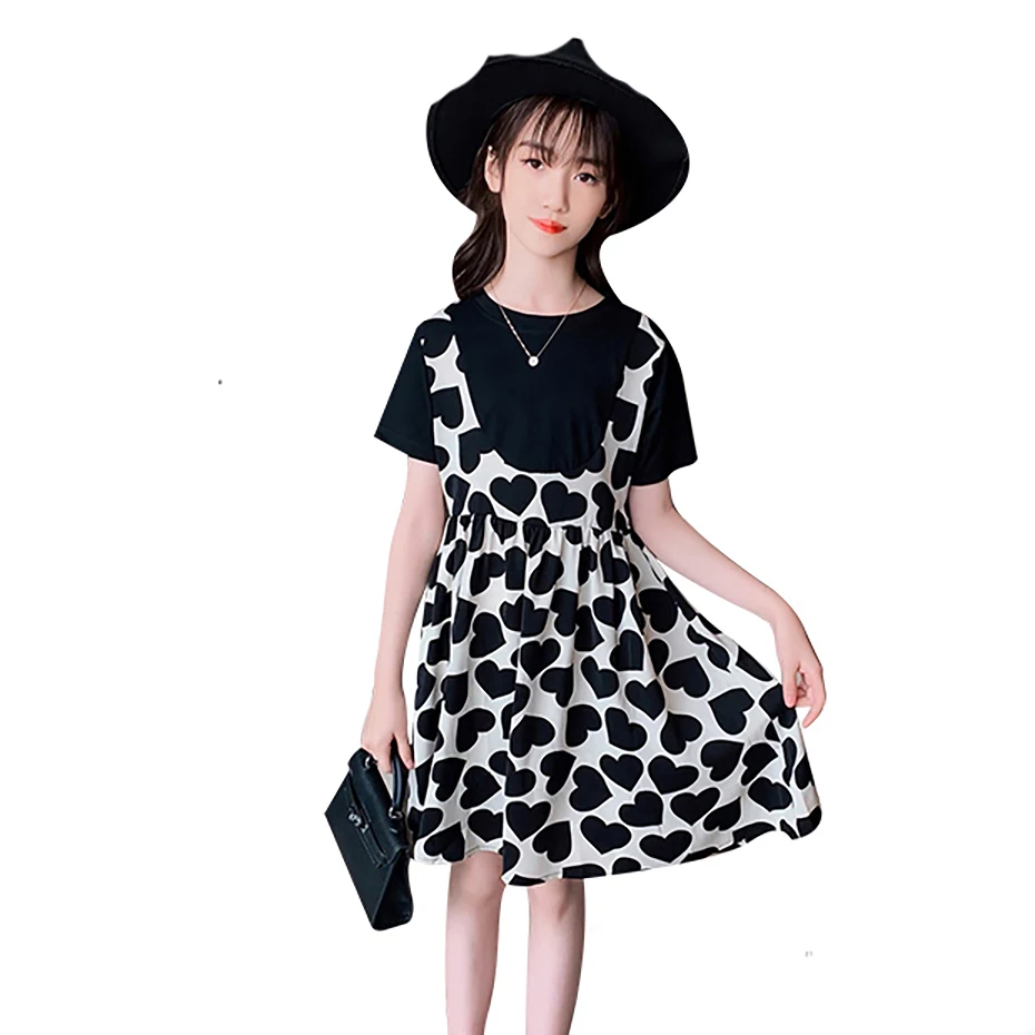 Dress Girl Heart Pattern Girls Dresses Summer Children Party Dress Casual Style Childrens Clothing 6 8 10 12 14