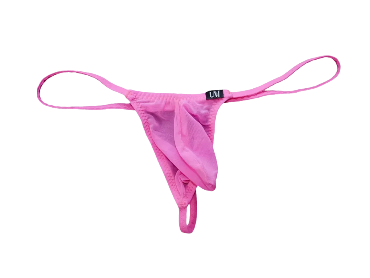 Men Solid Color Sheer Mesh Thong Underwear Transparent Sexy Breathable Mini Male G String Panties