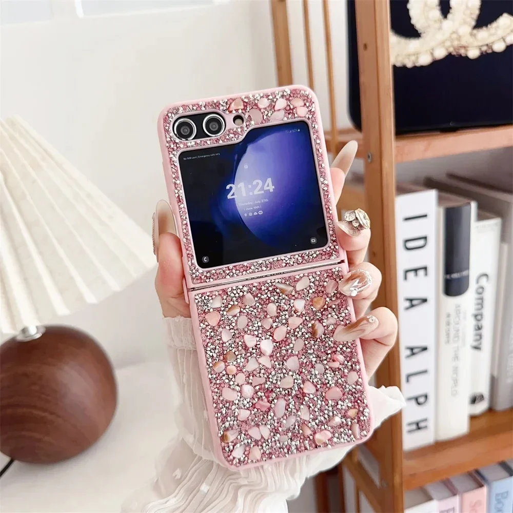 Glitter Diamond Luxury Case for Samsung Galaxy Z Flip 5 4 3 ZFlip flip5 Flip4 Bling Colorful Shockproof Cover for Samsung ZFlip3