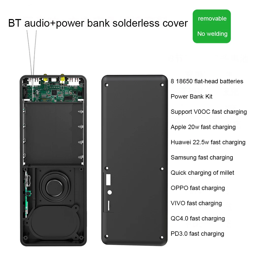 DIY 8*18650 Power Bank Case External 5V Battery Charge Storage Box Shell Micro USB Type C For Charging Mobile Phones Portable