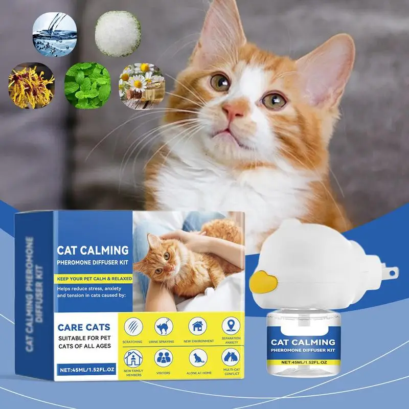 Cat Calming Diffuser Cat Emotion Diffuser 45ml Long Lasting Pheromone Plug-in Relaxants Calm Relaxing Natural Pheromone Diffuser
