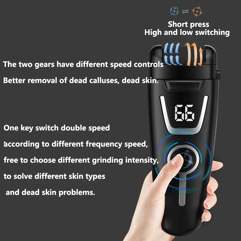 USB Rechargeable Electric Foot Grinder Portable Digital Display Callus Remover Foot File for Heel Dead Skin Removal Tool